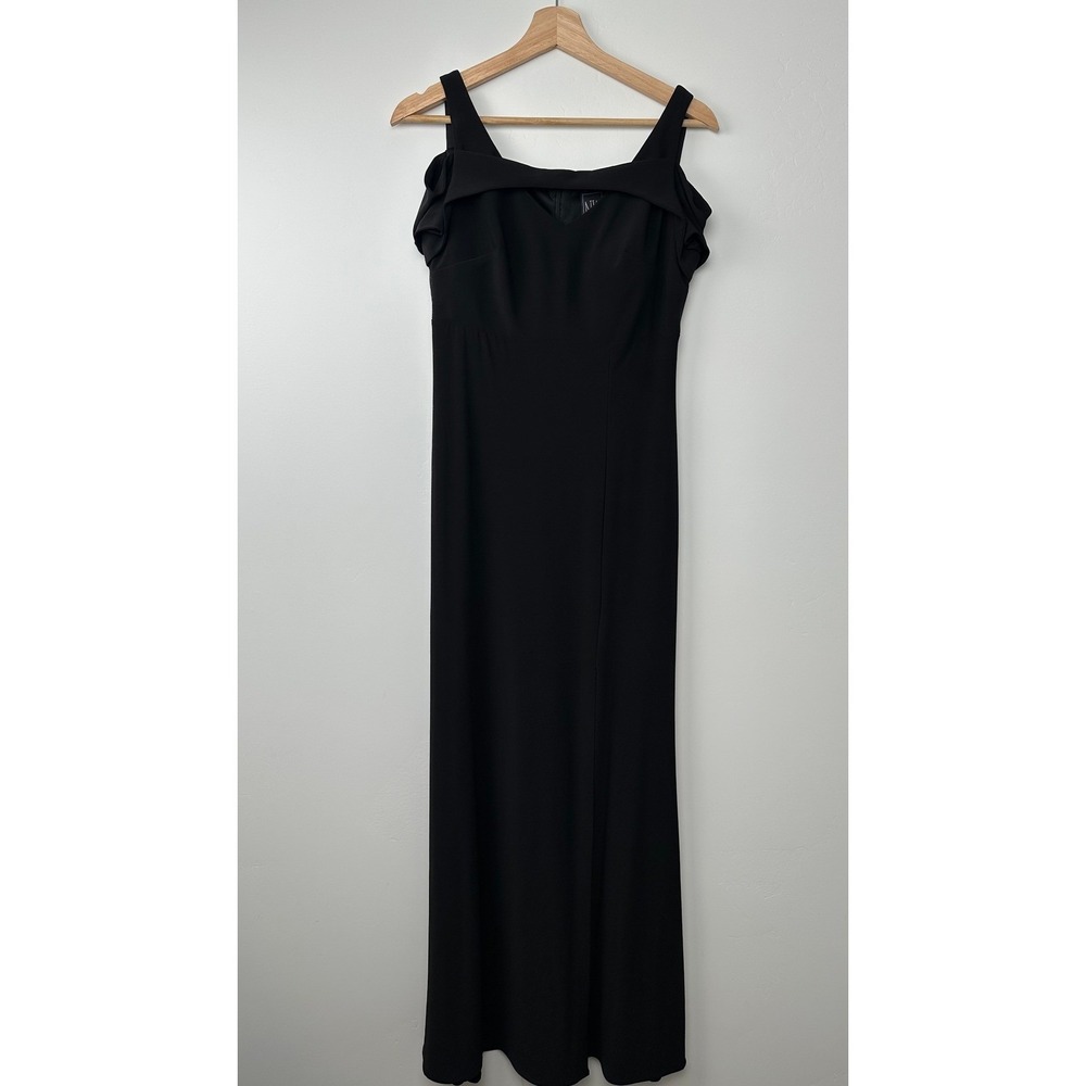Nightway Gown Women 6 Black Cold Shoulder Ruffle Slit Formal Evening Dress 21519